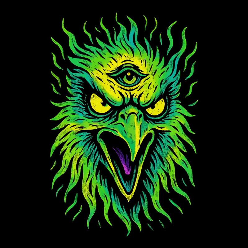 Psycho Bird with Third Eye Neon Eagle