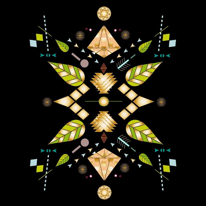 Symbol aus Blättern, Edelsteinen Optik & Geometrie
