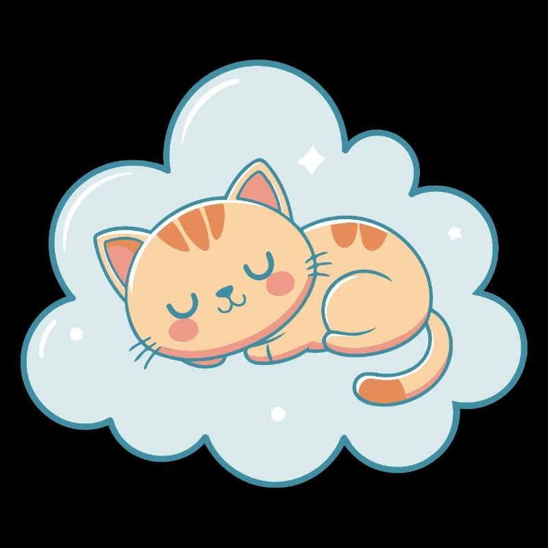 Dreamy kitten on pastel sky blue cloud