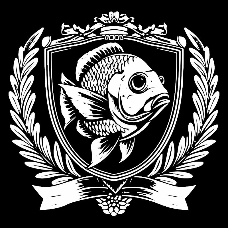 Fisch im Wappen mit Lorbeer