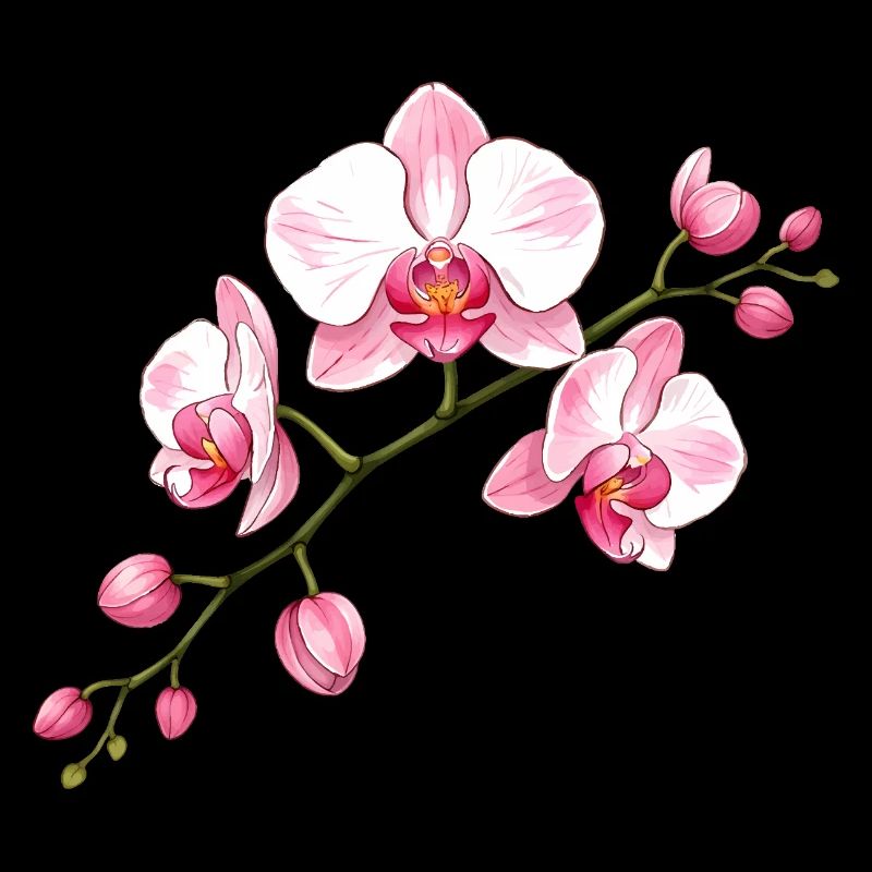 Orchidee Blütenzweig Illustration Florales Motiv