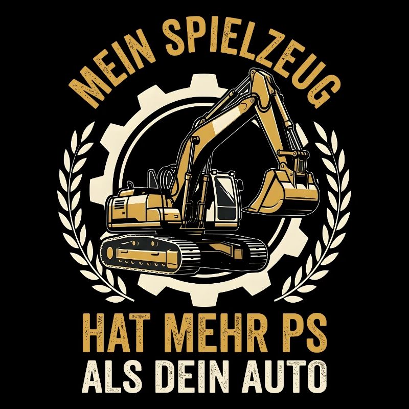 Baggerfahrer Spruch - Retro Baustelle