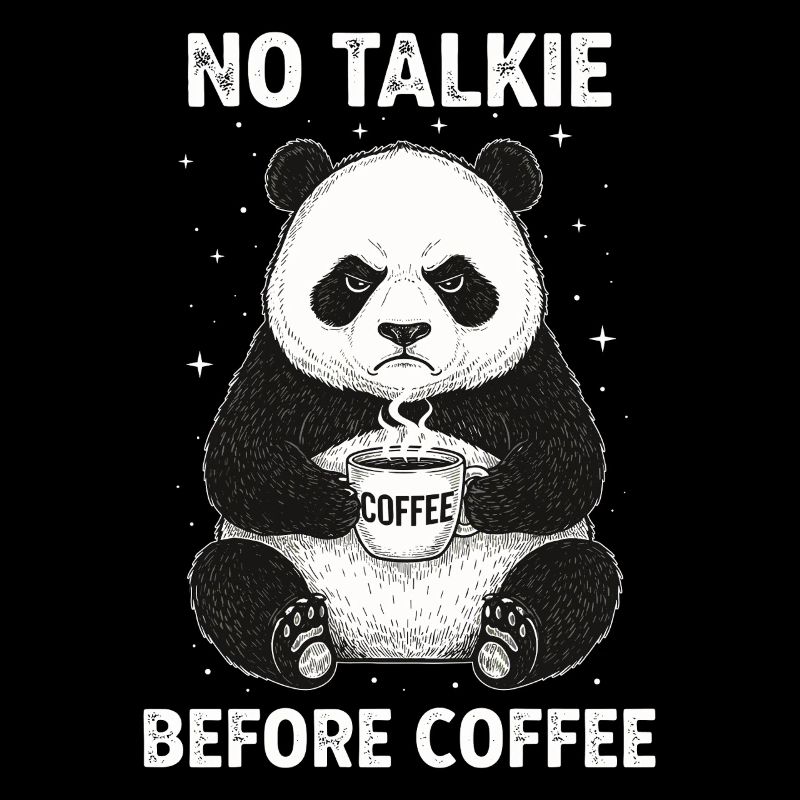Pas de conversation devant un panda amateur de café