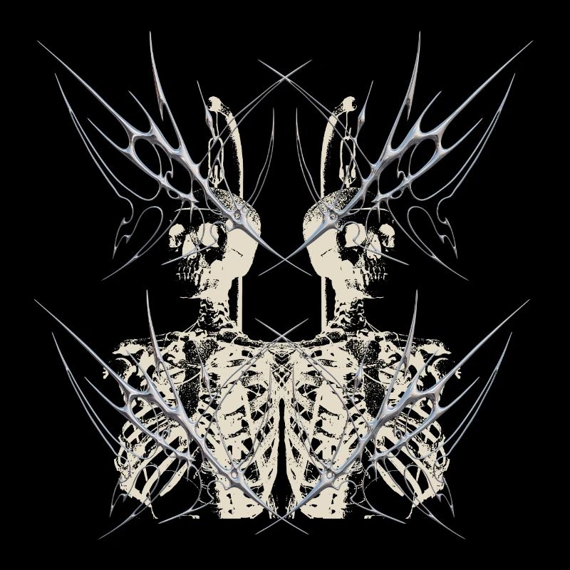 Dark Gothic Skeleton Mirror Cybercore Design