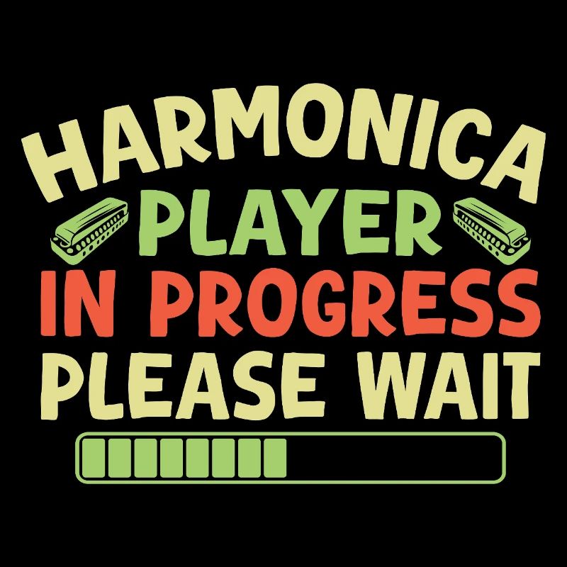 Funny Harmonica Player In Progress Harmonica