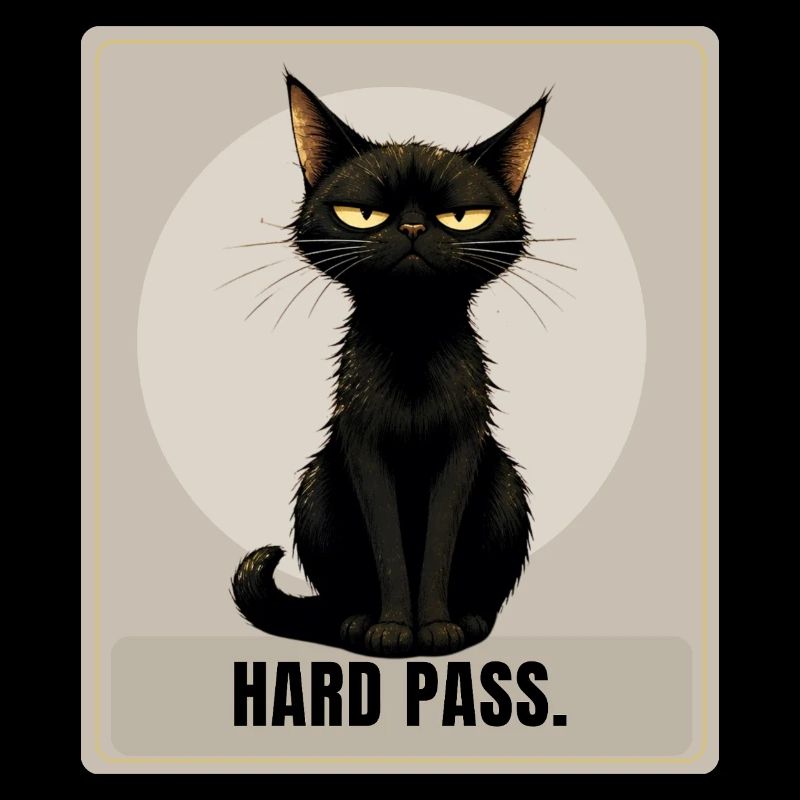 Hard Pass. – Sarcastic Black Cat Design