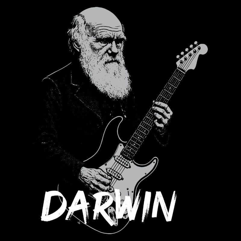 Darwin jouant de la guitare Evolution