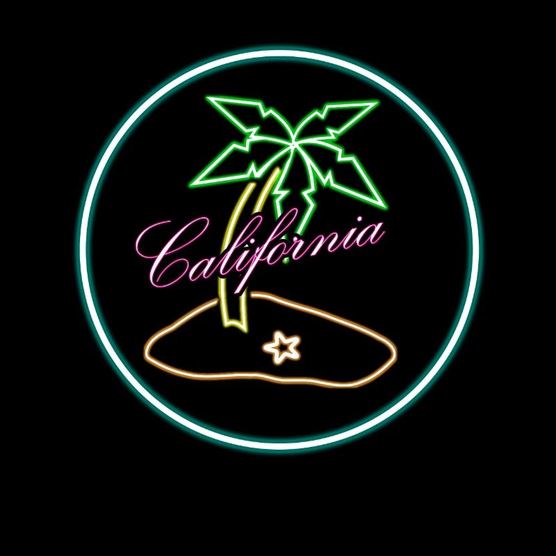 California Palm Tree Bright Neon Glowing Effect