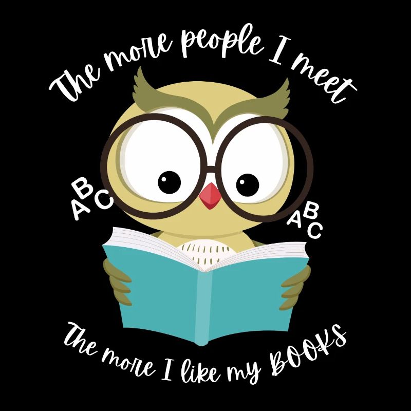 Eule liest ein Buch . Du liebst Bücher