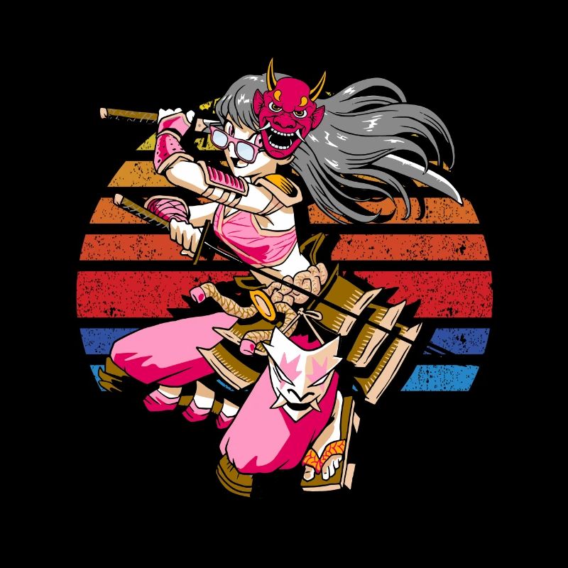 Ninja Japanisches Mädchen Oni Dämon Samurai