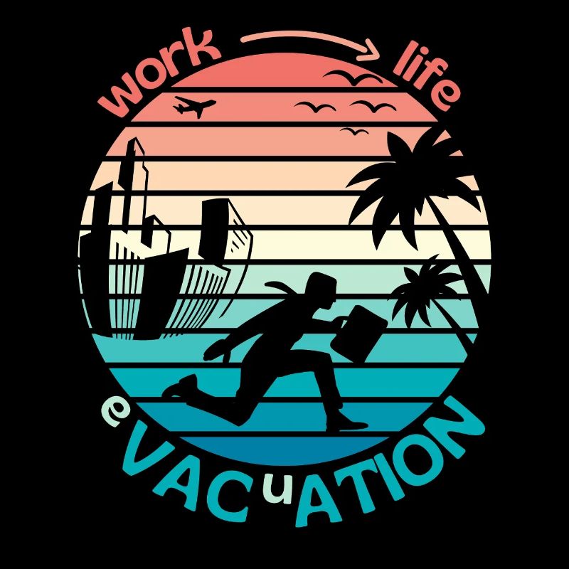 Retro Sunset Style Evakuierung oder Arbeit ins Paradies