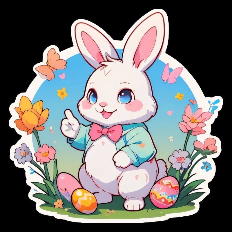 Easter bunny walking in the spring sun