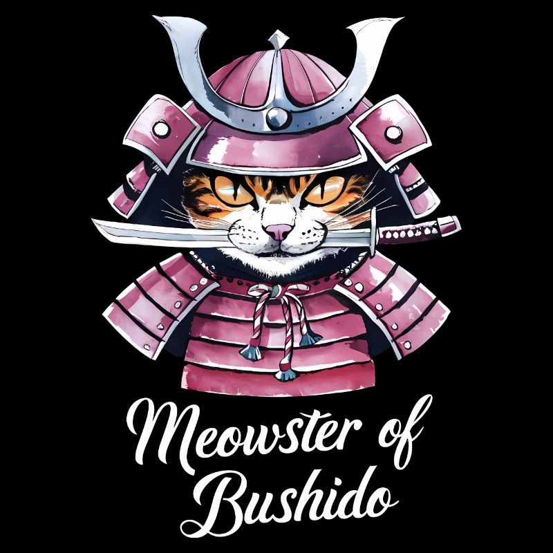 Aquarell Samurai Katze