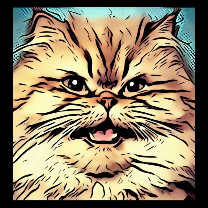 Chat persan Negan dans le style comique