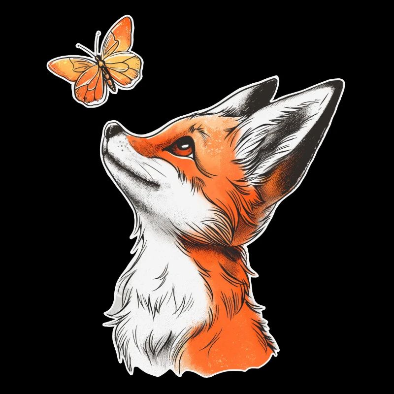 Renard avec papillon