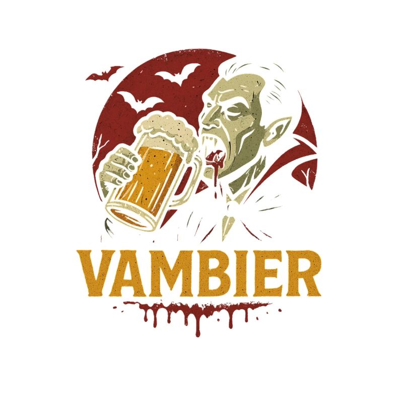 Vampire Drinks Beer Retro Logo