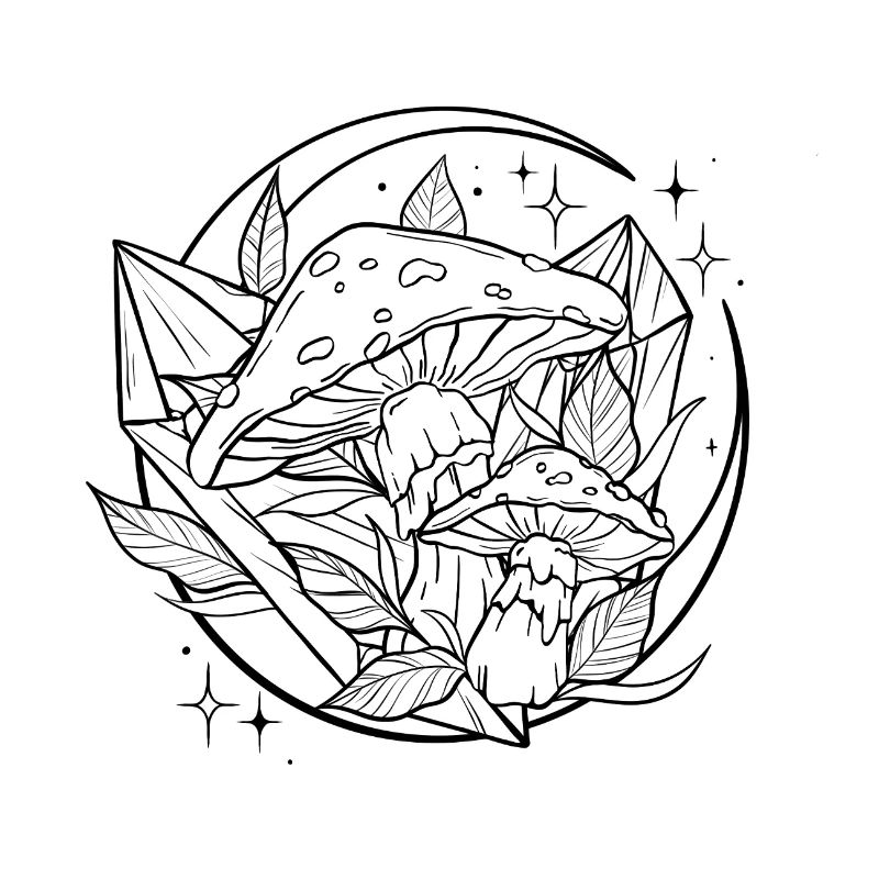 Witchy Toadstool with Magic Crystal