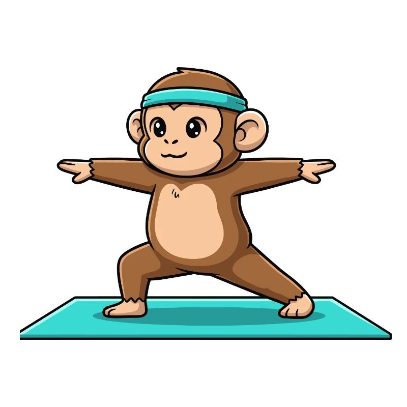 Yoga Monkey Ape Doing Warrior Pose
