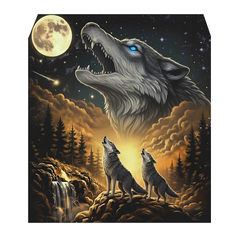 Moonlit Night Wolf Pack in Starlight
