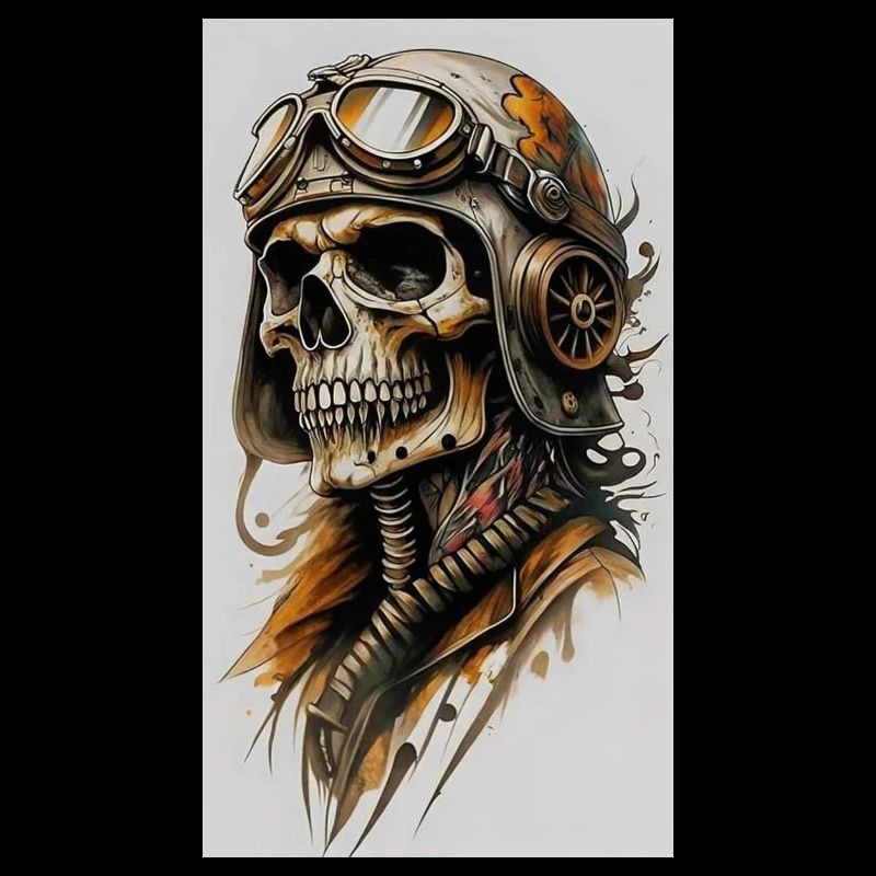 Skeleton pilot in steampunk style