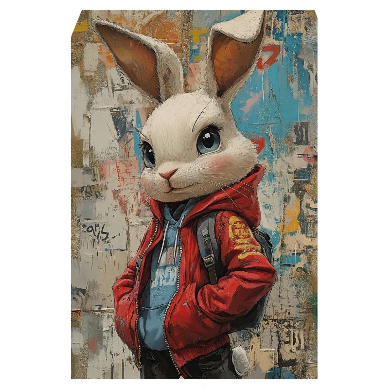 Bunny in graffiti jacket