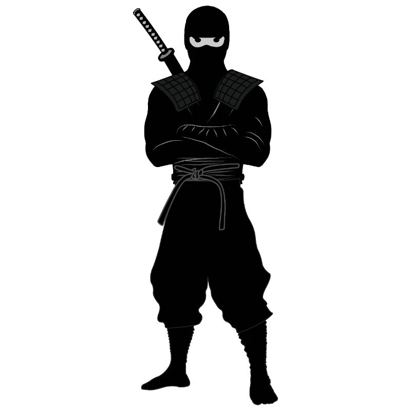 Ninja coriace avec une épée dans le dos