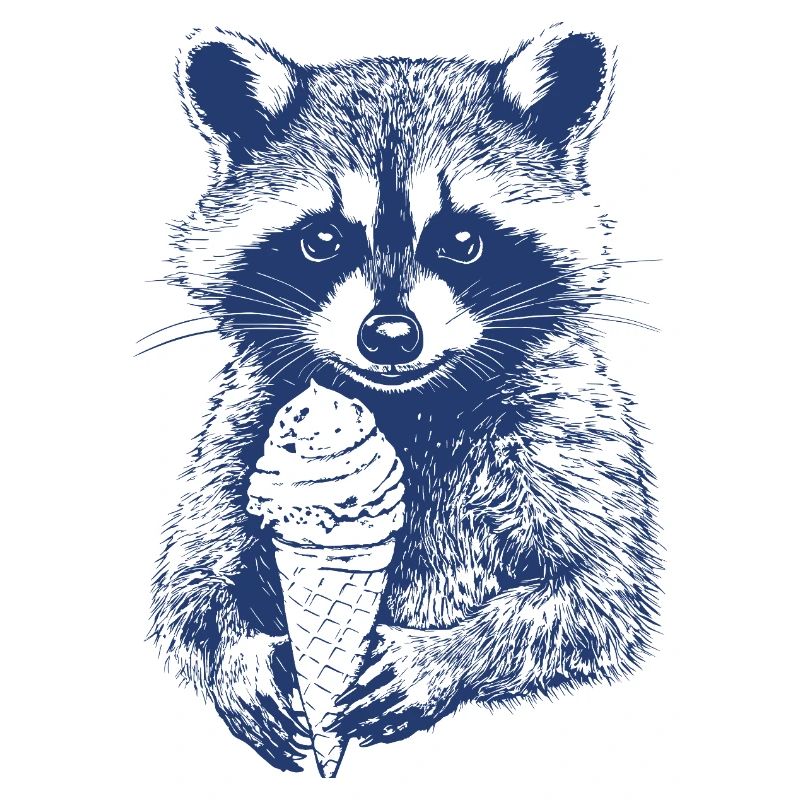 Waschbär mit Eiscreme