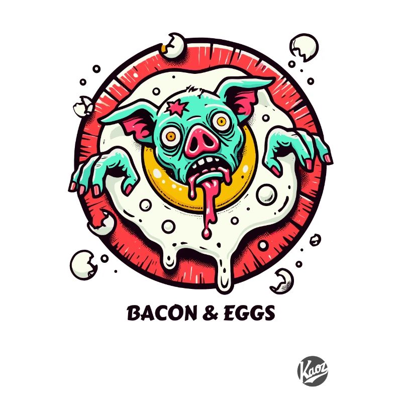 Fried egg and bacon pork for breakfast