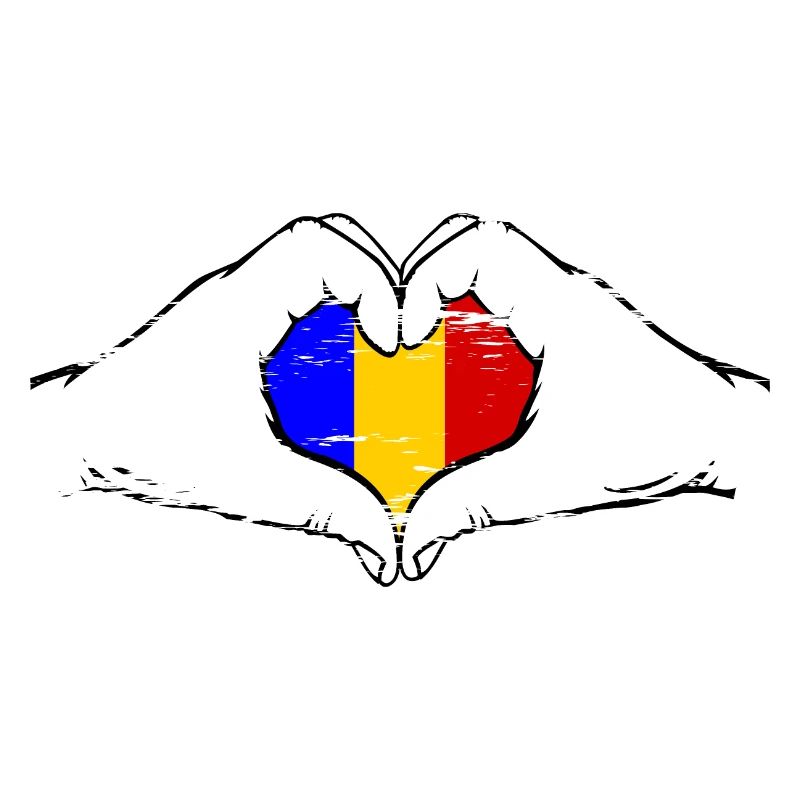 Drapeau de la Roumanie en forme de coeur utilisé