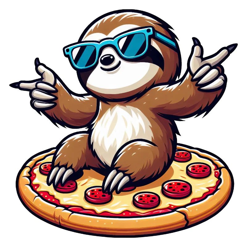 Cool sloth dancing with pizza for pizza lovers