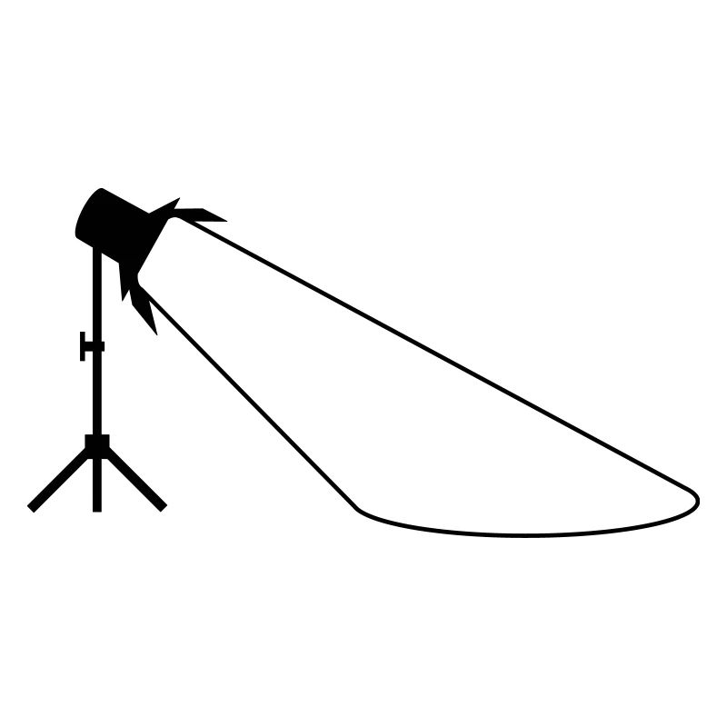Headlights on stand with light cone monochrome