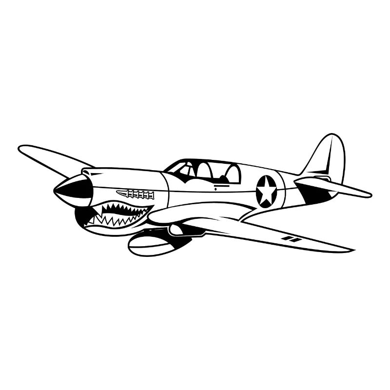 Jagdflugzeug / Kampfflieger Warhawk 02_schwarz