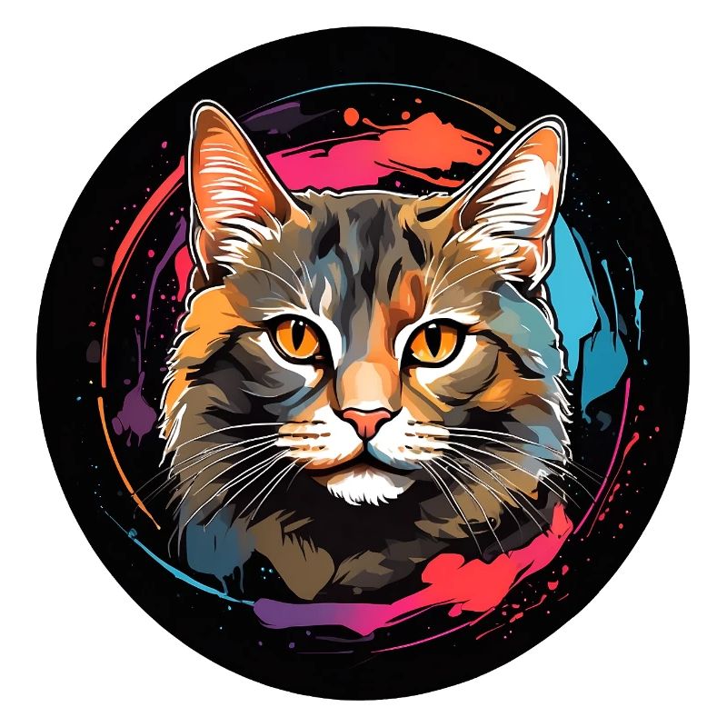 Portrait de chat mignon en technique d'aquarelle dans un cercle