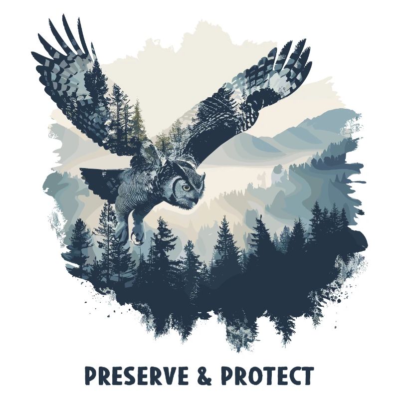 Preserve & Protect Eule Eulen Vogel Wald Natur