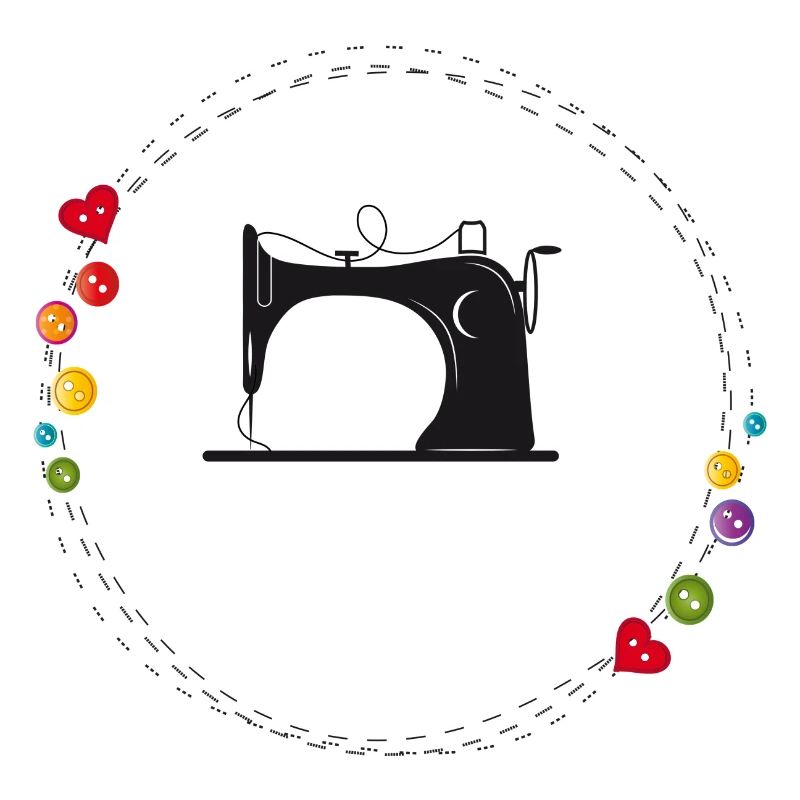 nostalgic stylized sewing machine with buttons