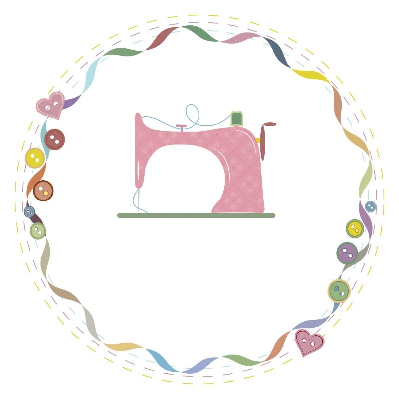 nostalgic colorful sewing machine with buttons