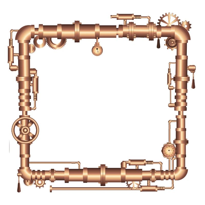 Steampunk frame in steam engine look