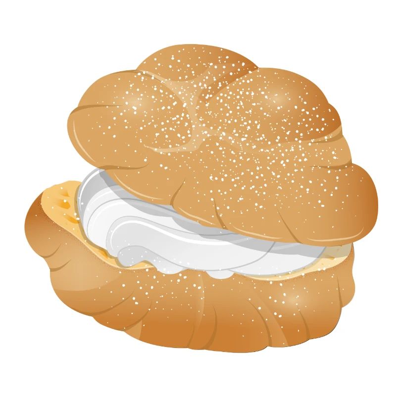 Illustration eines mit Sahne gefüllten Windbeutel