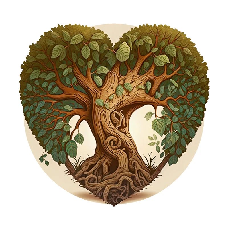 Baum in einer Herzform, Herzbaum mit Hintergrund