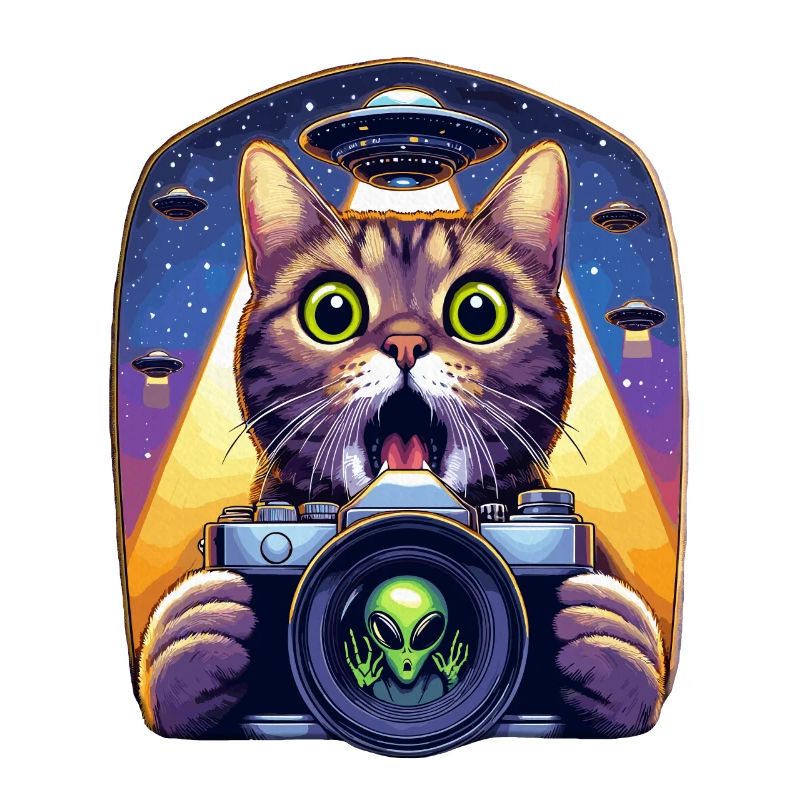 Funny Scared Cat With UFO Alien Attack 3D Effect
