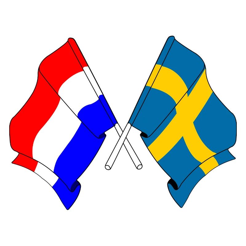 Drapeau des Pays-Bas et drapeau de la Suède