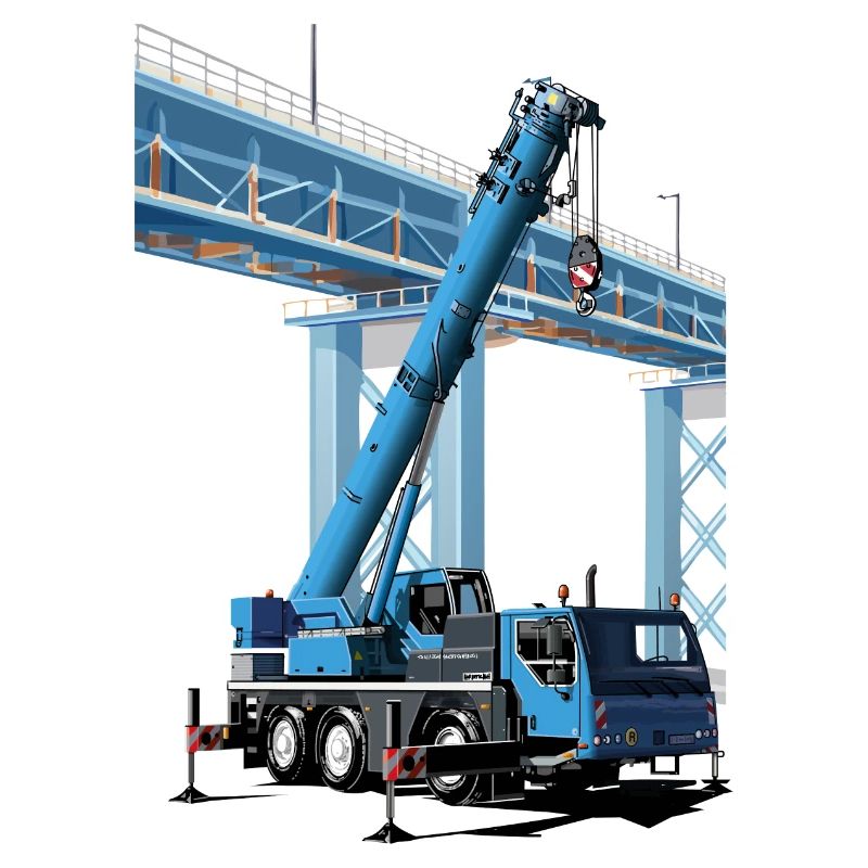 Mobile crane assembles bridge sections