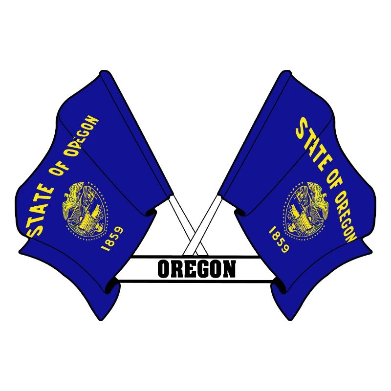 Two flags text OREGON