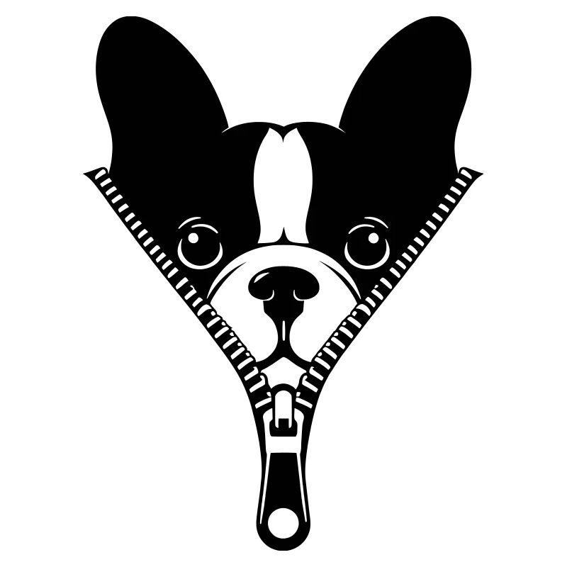 Bouledogue Français dans une fermeture éclair