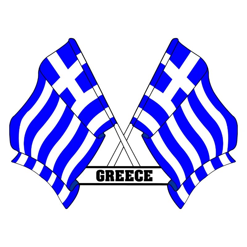 Drapeaux grecs croisés avec texte