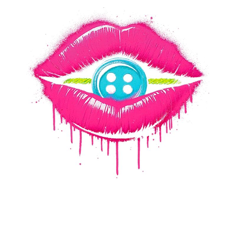 Pop Art Lips with Blue Button