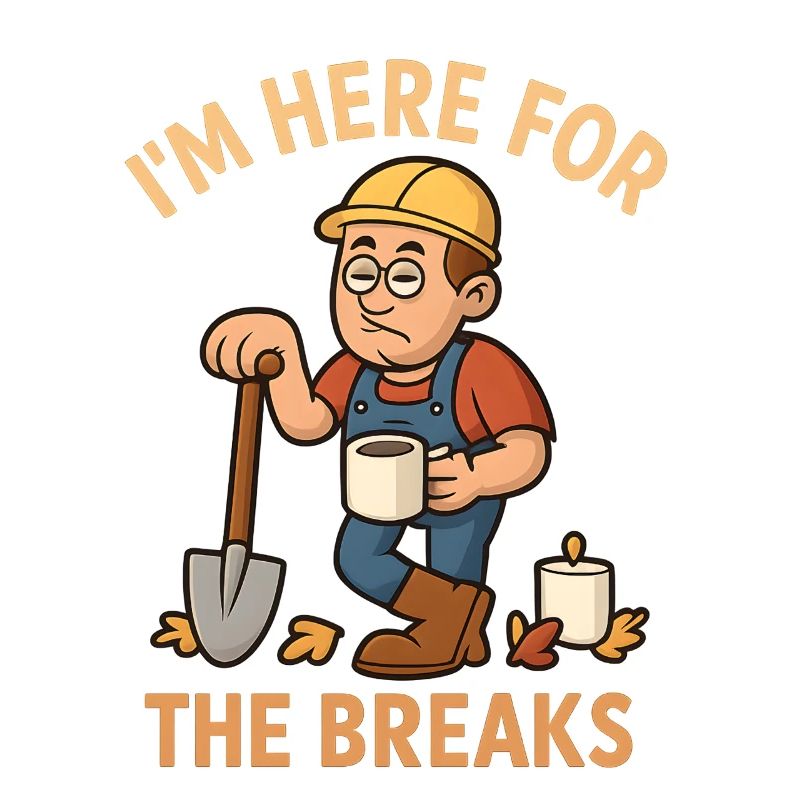 I'm Here For The Breaks – Funny Construction Worker