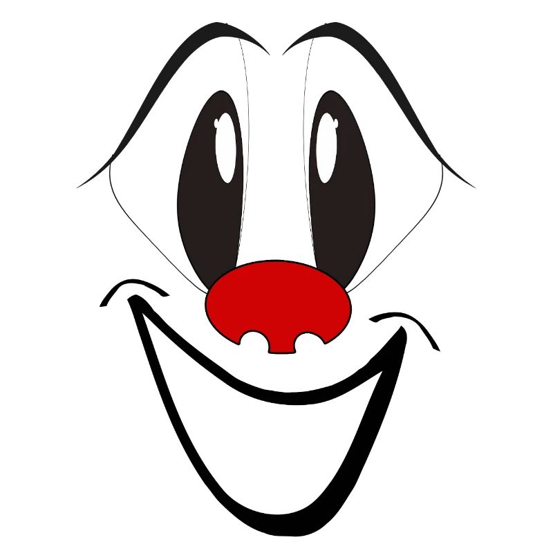 Visage de dessin animé rieur avec le nez rouge