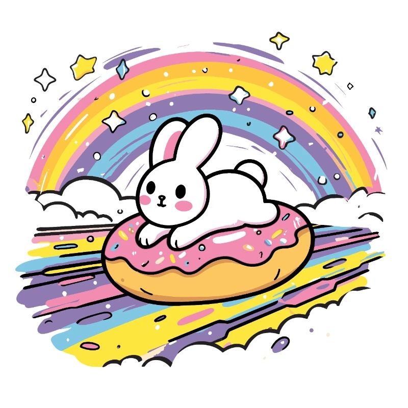 Rabbit on donut rainbow