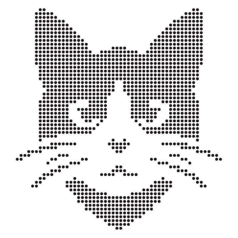 Silhouette de visage de chat à points